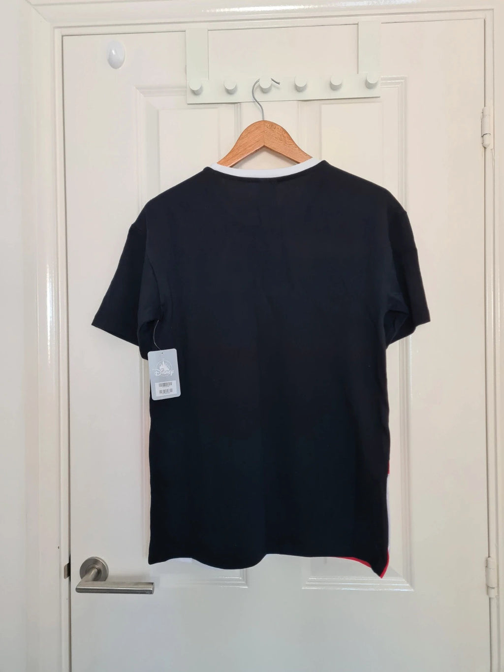 Disney men Marvel logo Ringer fashion T-shirt short sleeve cotton tee black/red/white colorblock XS