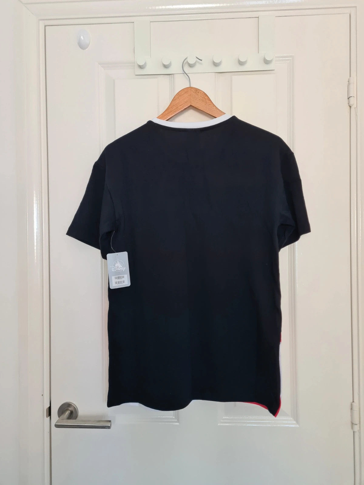Disney men Marvel logo Ringer fashion T-shirt short sleeve cotton tee black/red/white colorblock XS