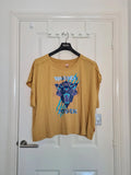 Disney women Wakanda Forever Black Panther boxy top short sleeve cotton blend T-shirt yellow 3XL/18
