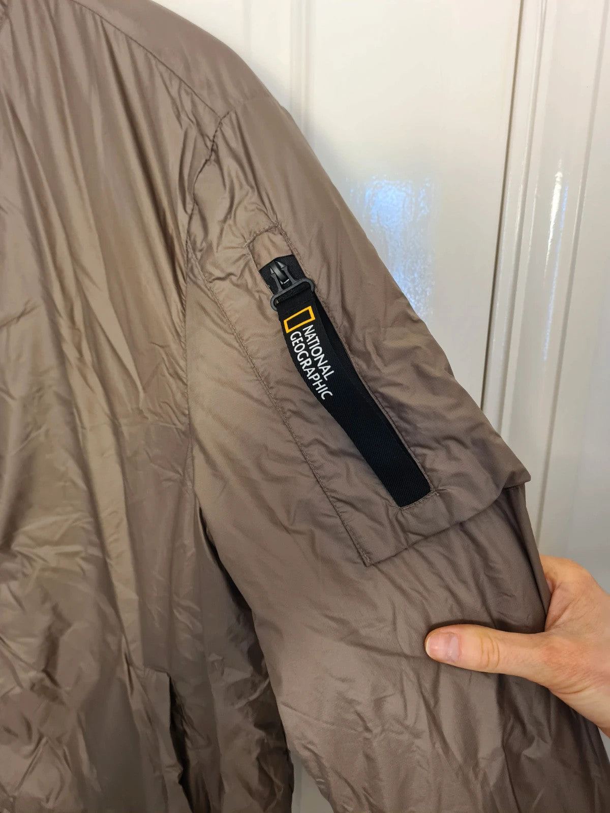 National Geographic men khaki innovation bomber jacket lightweight zip-up pocket modern casual L