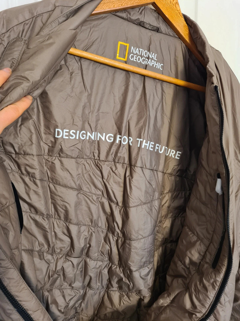 National Geographic men khaki innovation bomber jacket lightweight zip-up pocket modern casual L