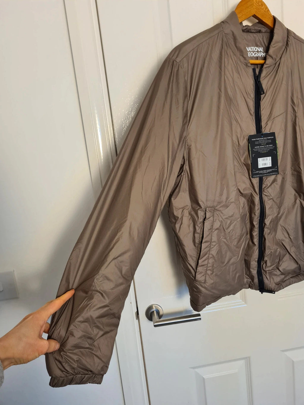 National Geographic men khaki innovation bomber jacket lightweight zip-up pocket modern casual L