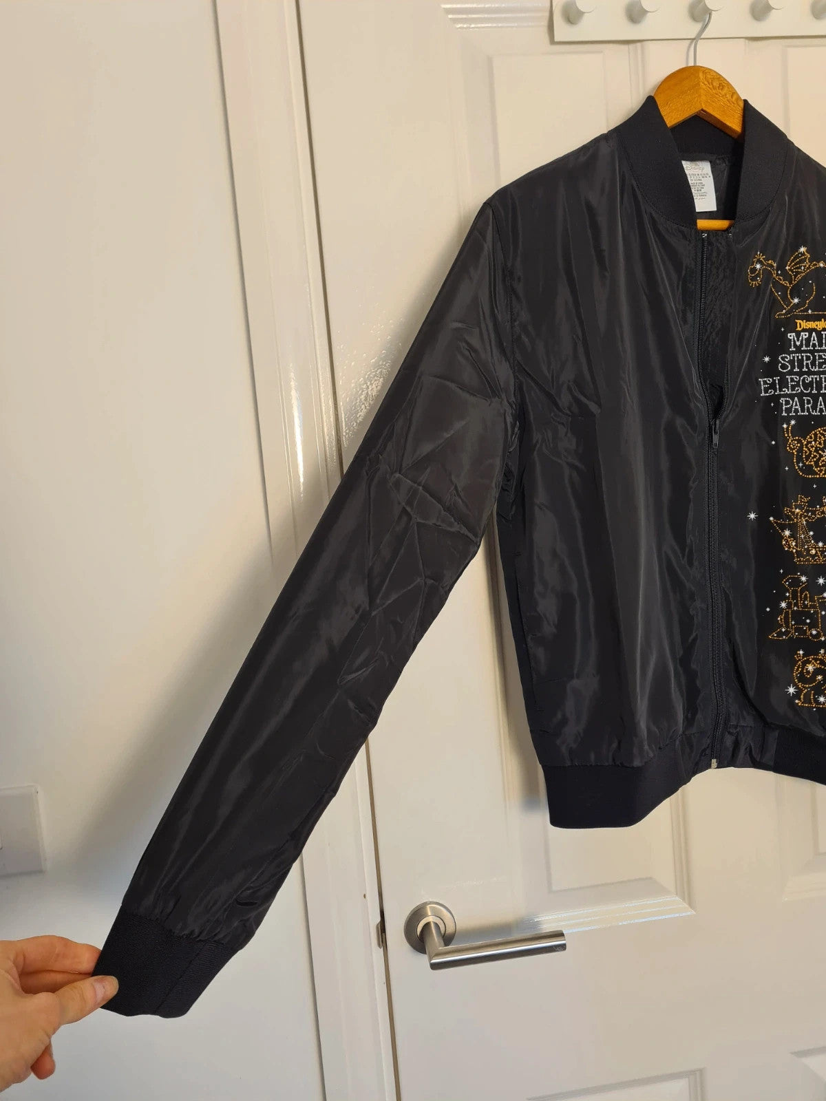 Disney unisex black Main Street electrical parade 50y light up windbreaker jacket varsity bomber XS