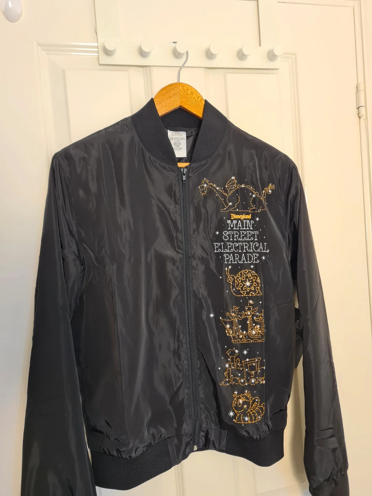 Disney unisex black Main Street electrical parade 50y light up windbreaker jacket varsity bomber XS