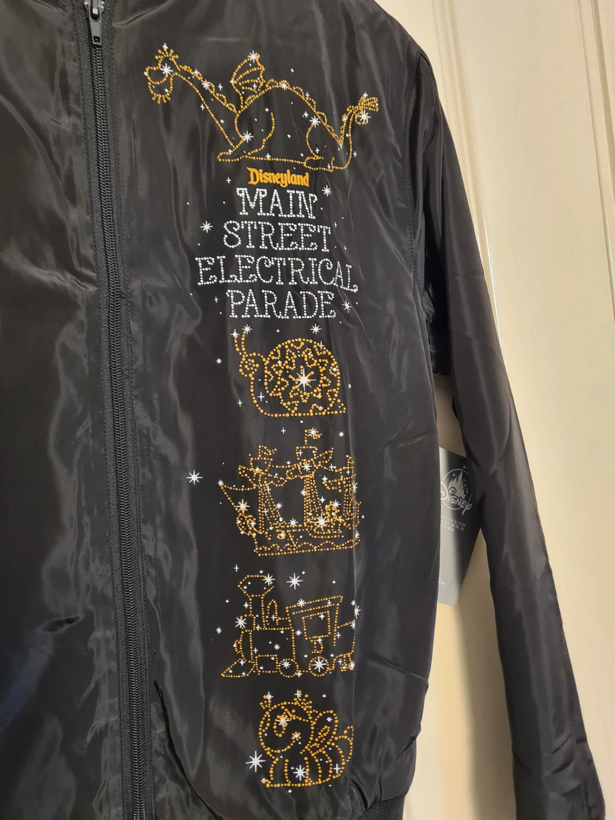 Disney unisex black Main Street electrical parade 50y light up windbreaker jacket varsity bomber XS