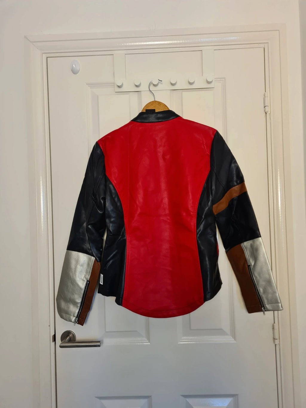 Disney women Marvel Thor Her Universe faux leather jacket biker racer red/silver/black M/10