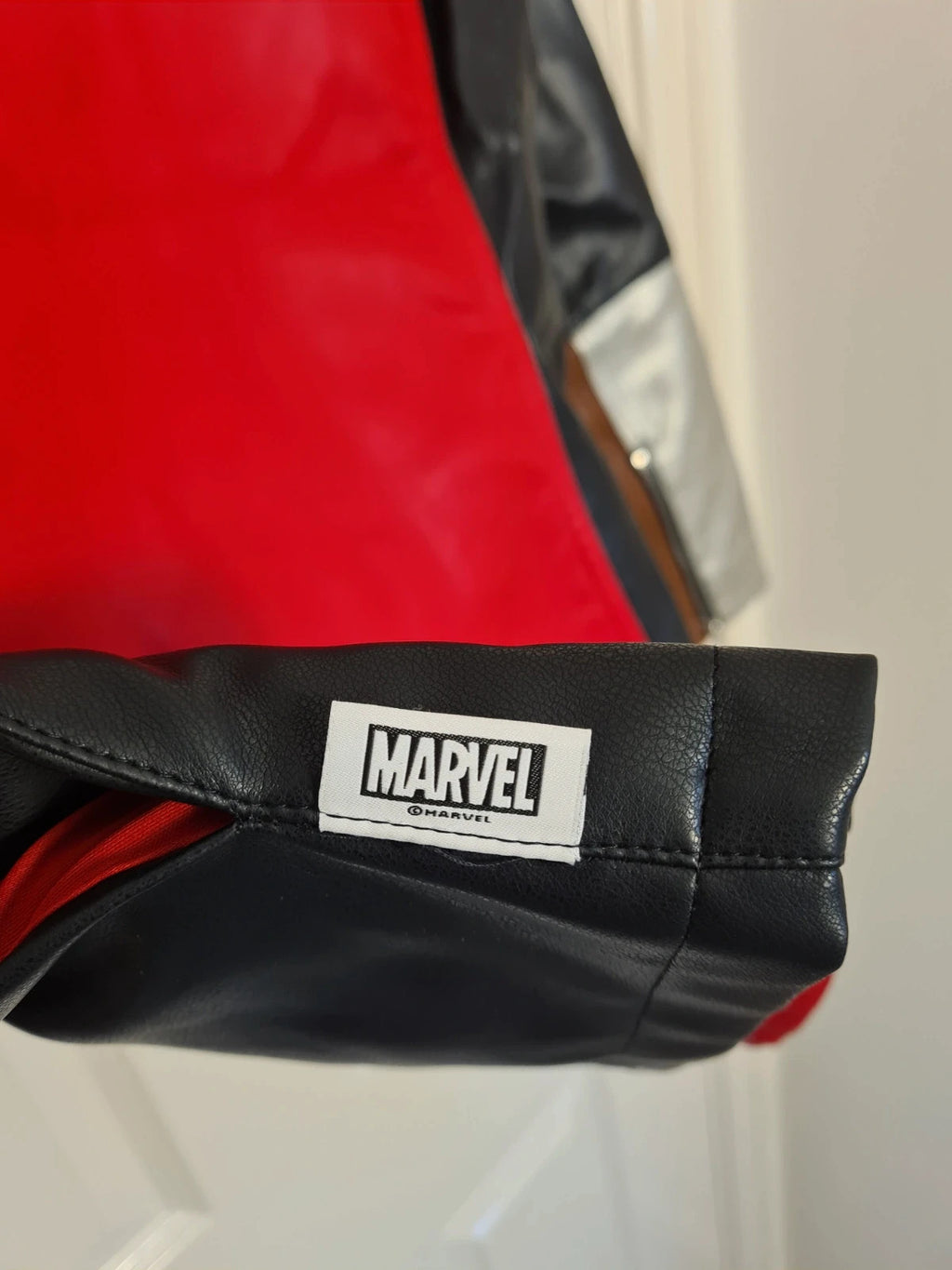 Disney women Marvel Thor Her Universe faux leather jacket biker racer red/silver/black M/10