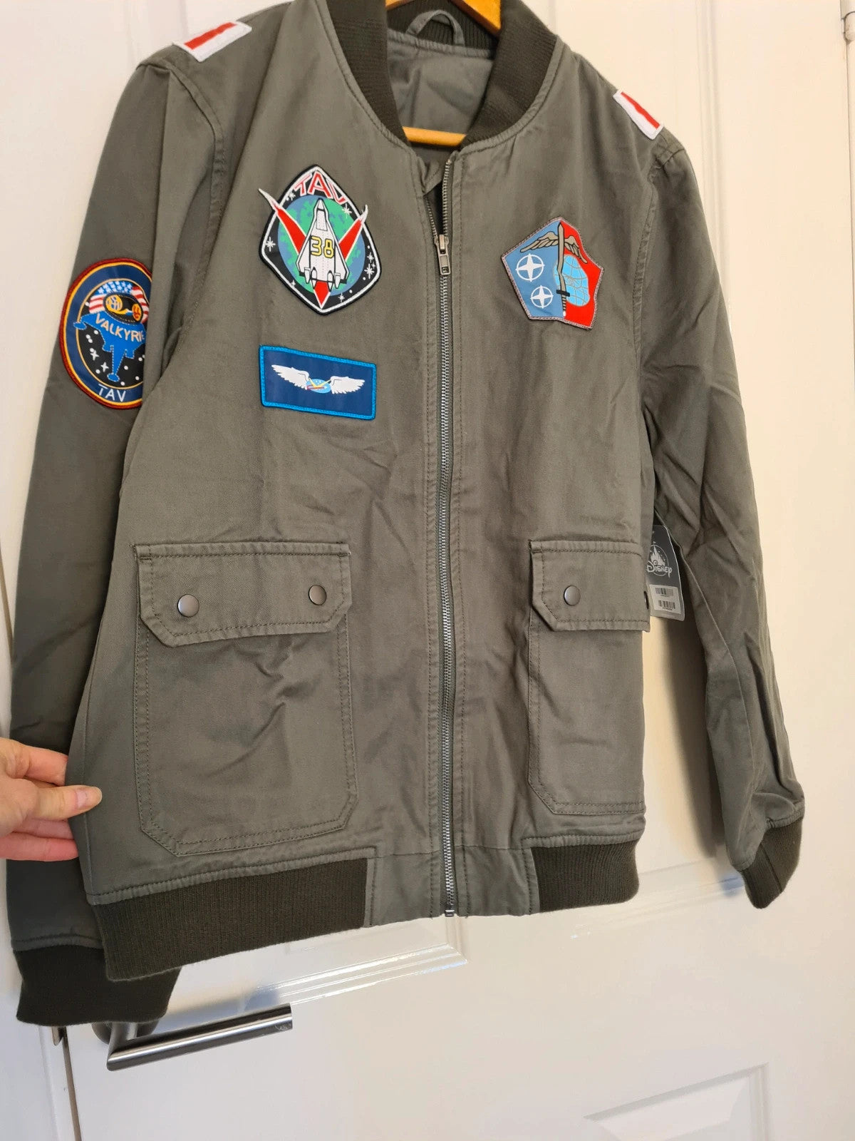 Disney unisex green/camo Avatar Pandora military varsity jacket cotton zip-up embroidered Y2K S