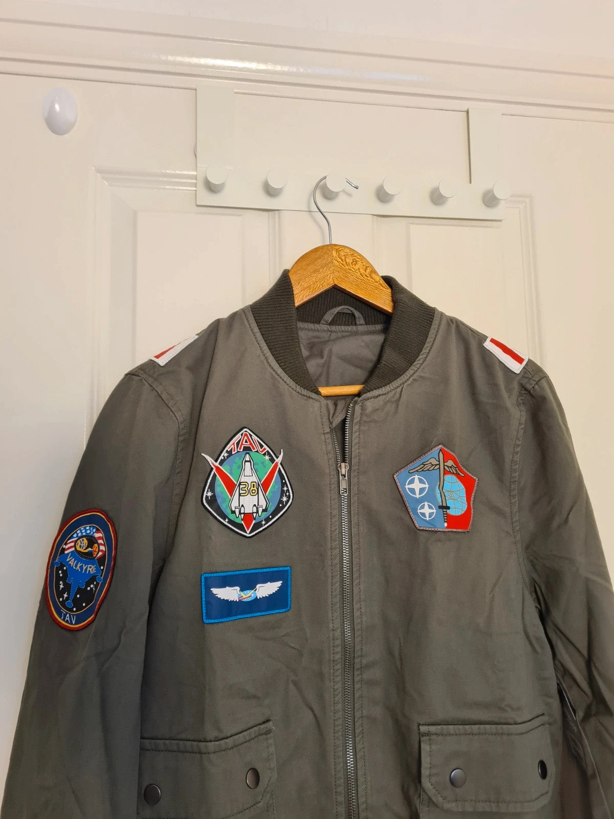 Disney unisex green/camo Avatar Pandora military varsity jacket cotton zip-up embroidered Y2K S