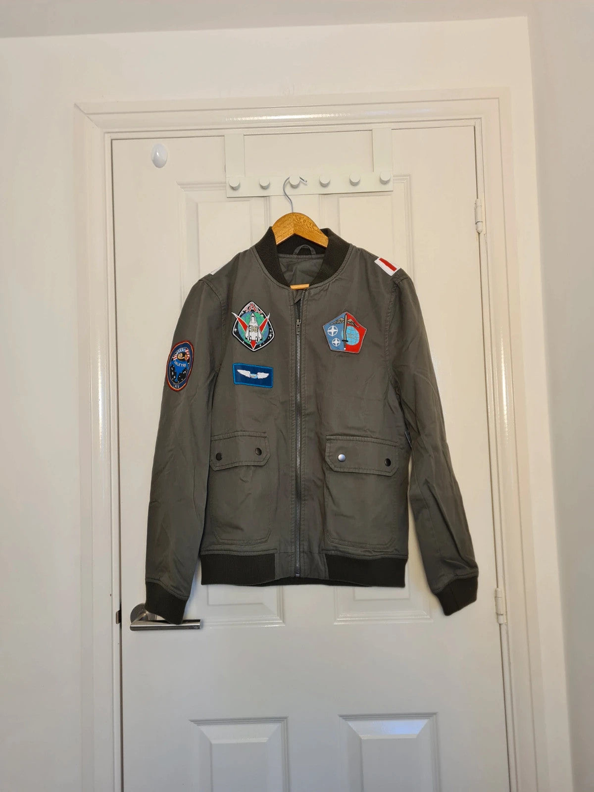 Disney unisex green/camo Avatar Pandora military varsity jacket cotton zip-up embroidered Y2K S