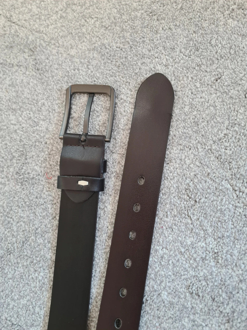 Generic men dark brown belt square buckle casual essential long belt 49inch/125cm