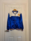 Disney women Mickey Mouse sunset blue satin bomber jacket varsity lightweight casual XL/14