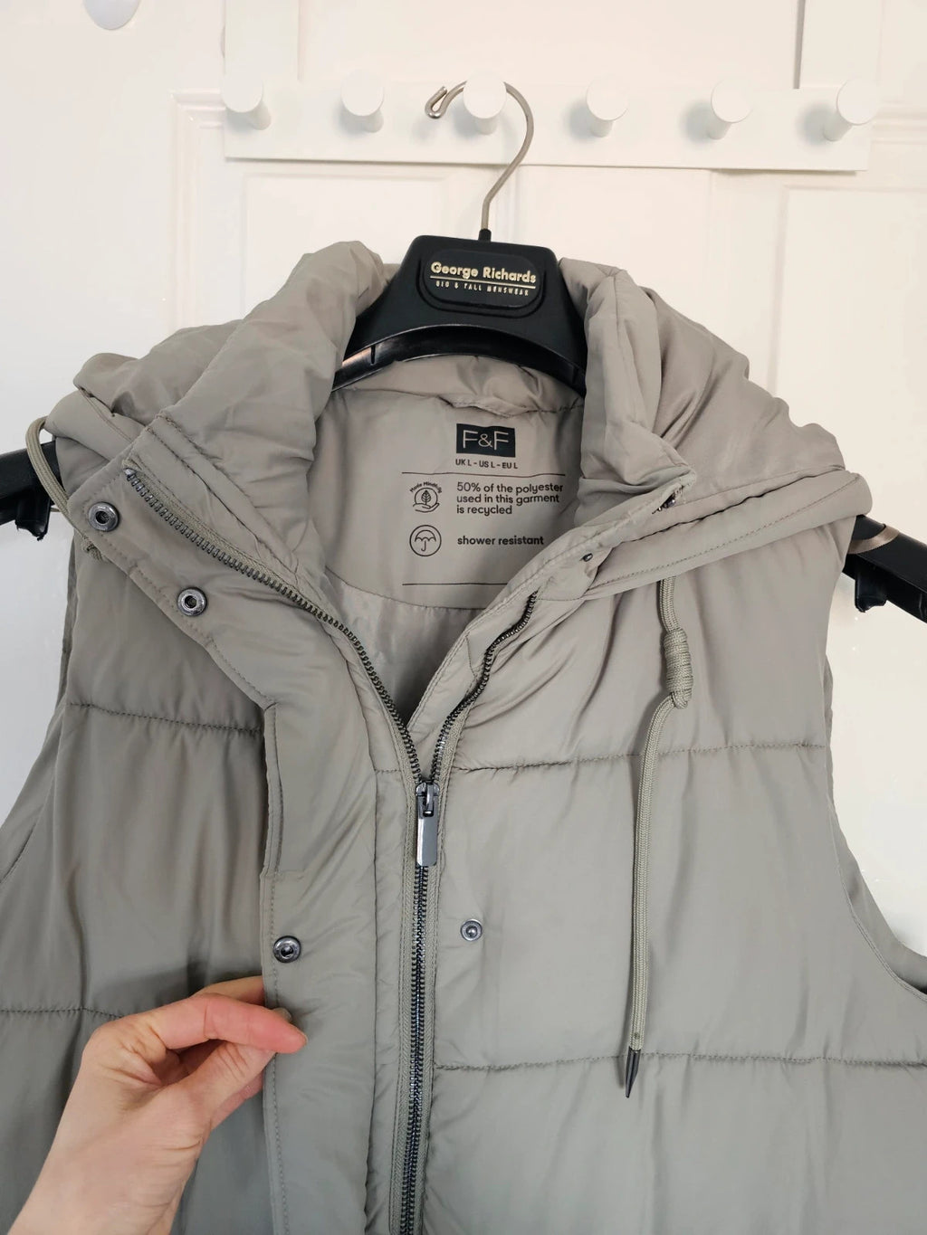 F&F body warmer gilet women longline padded qulited hood vest grey L