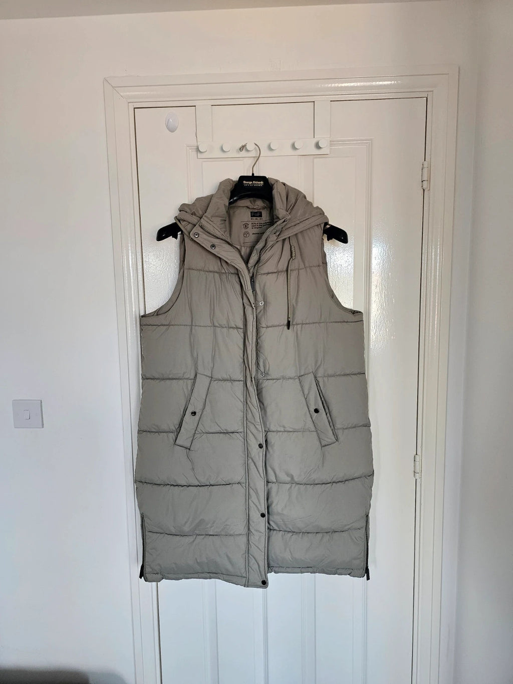 F&F body warmer gilet women longline padded qulited hood vest grey L