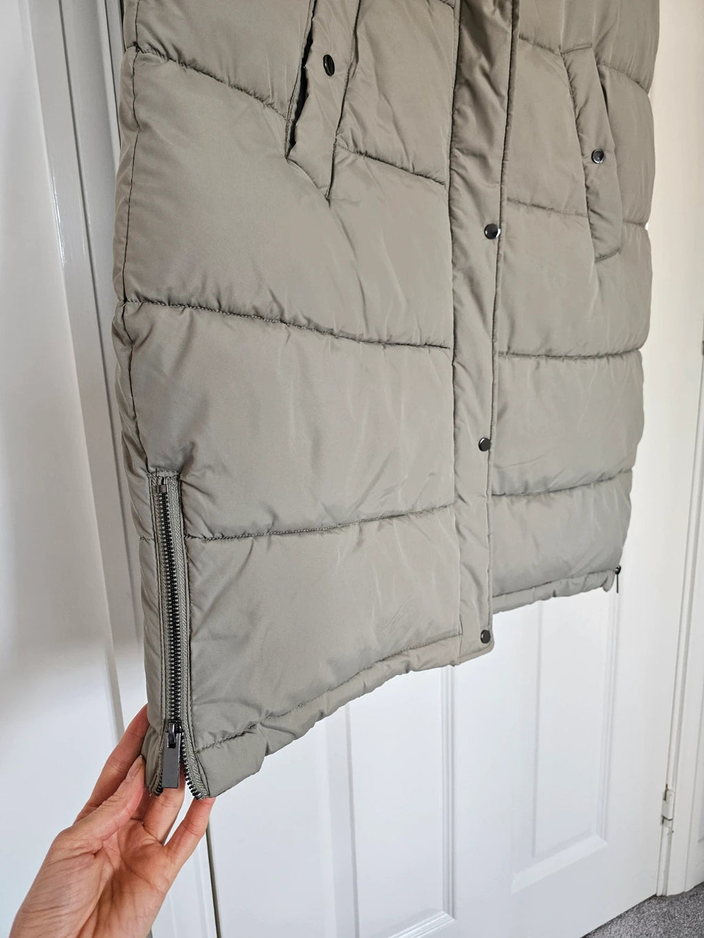 F&F body warmer gilet women longline padded qulited hood vest grey L