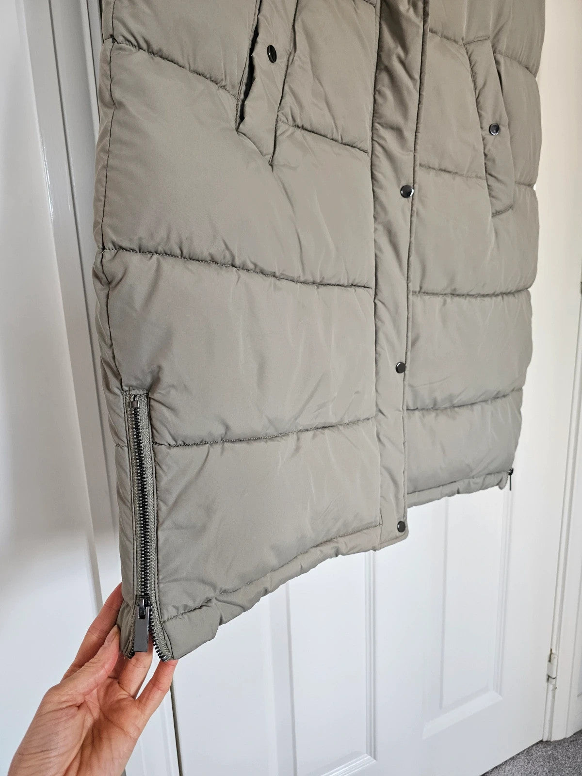 F&F body warmer gilet women longline padded qulited hood vest grey L