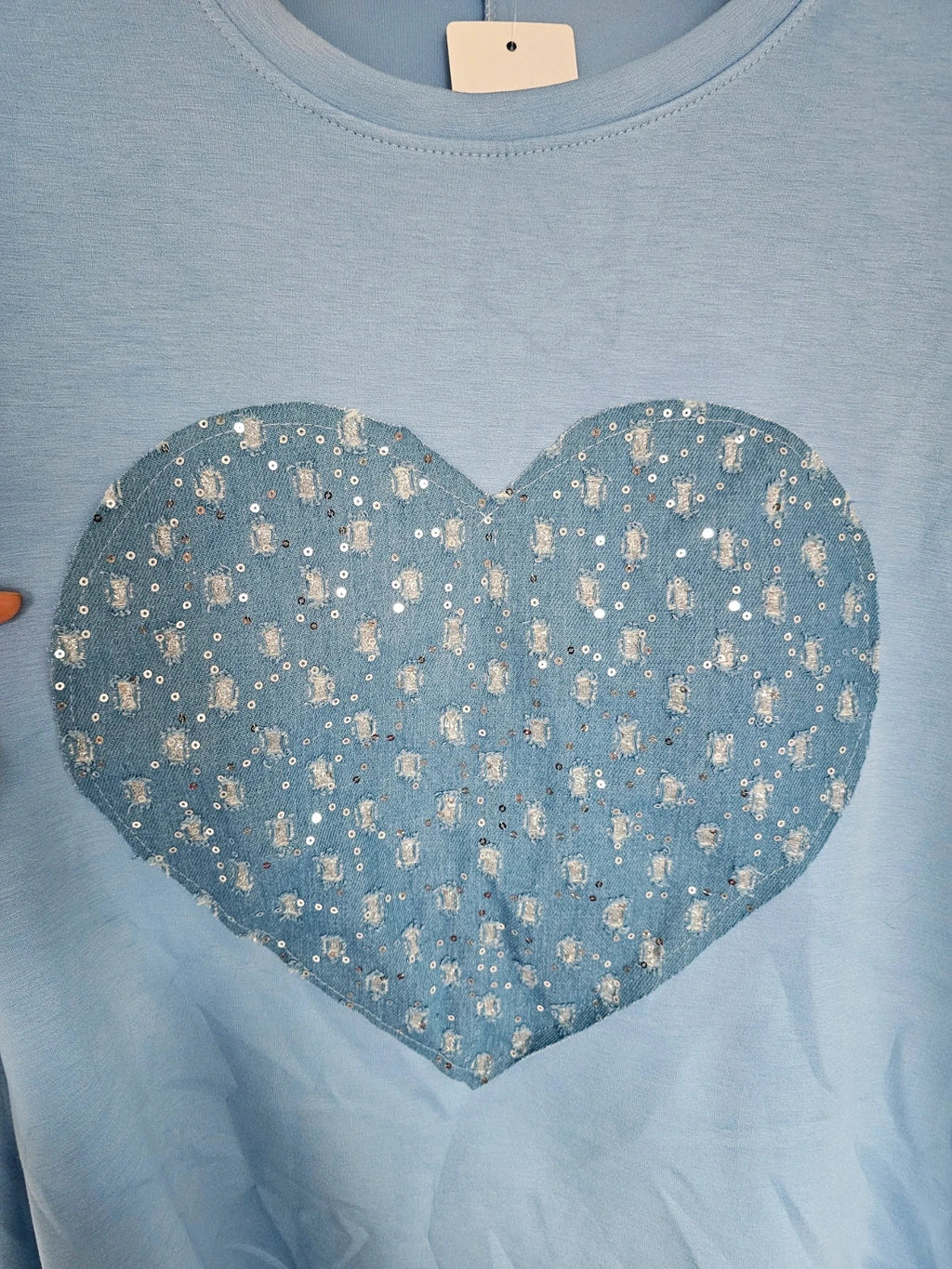 New Collection sweatshirt heart women short sleeve oversize italian tunic long jumper blue XL-3XL