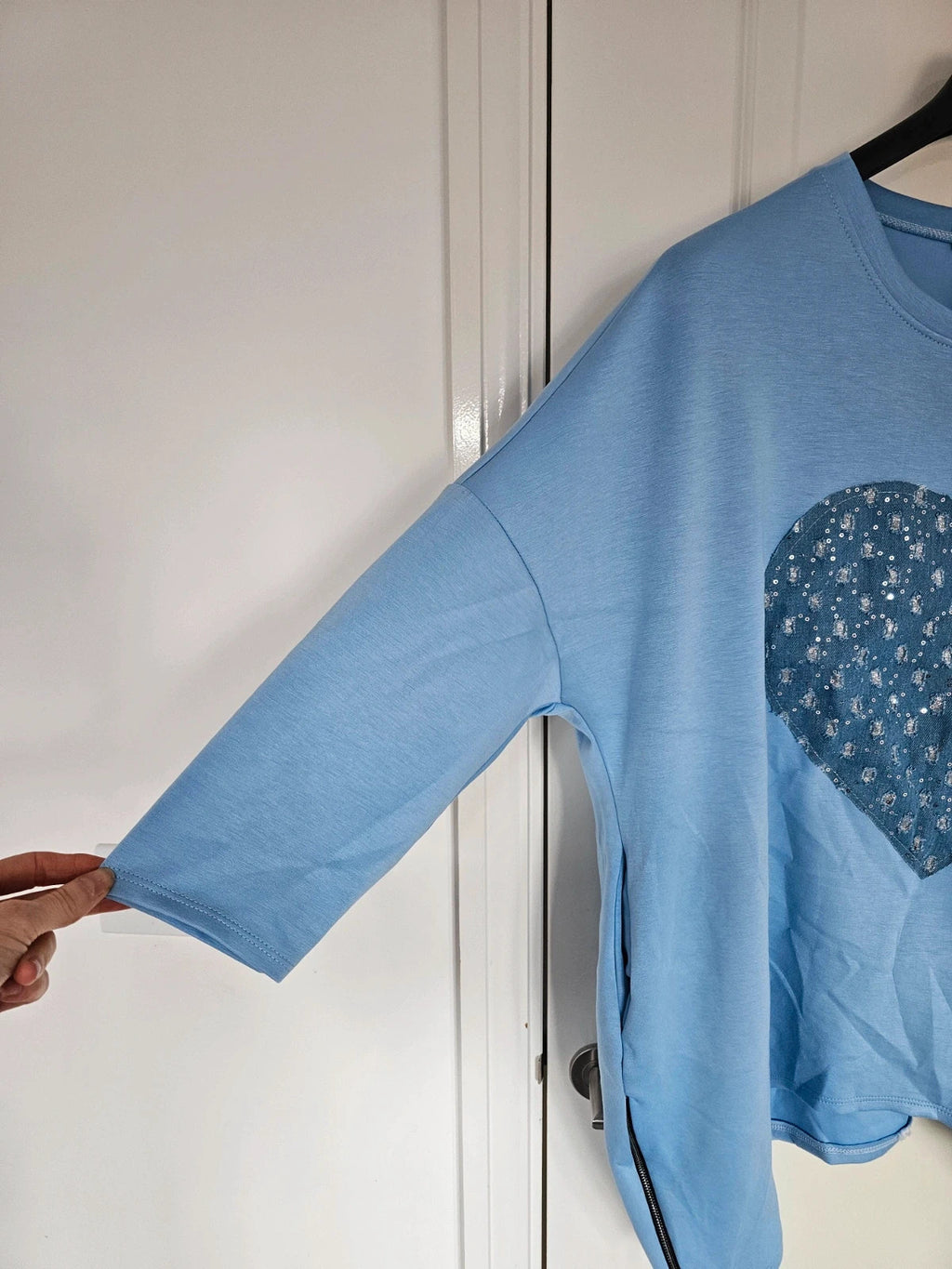 New Collection sweatshirt heart women short sleeve oversize italian tunic long jumper blue XL-3XL