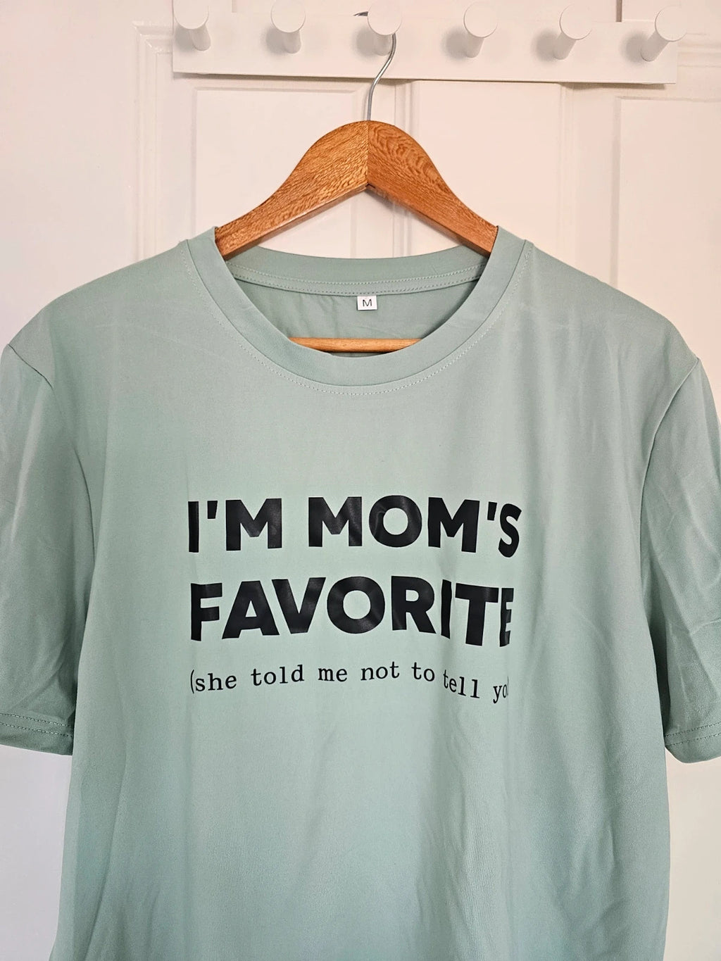 Generic I'm mom's favourite T-shirt unisex short sleeve basic crew neck tee green M/10-12