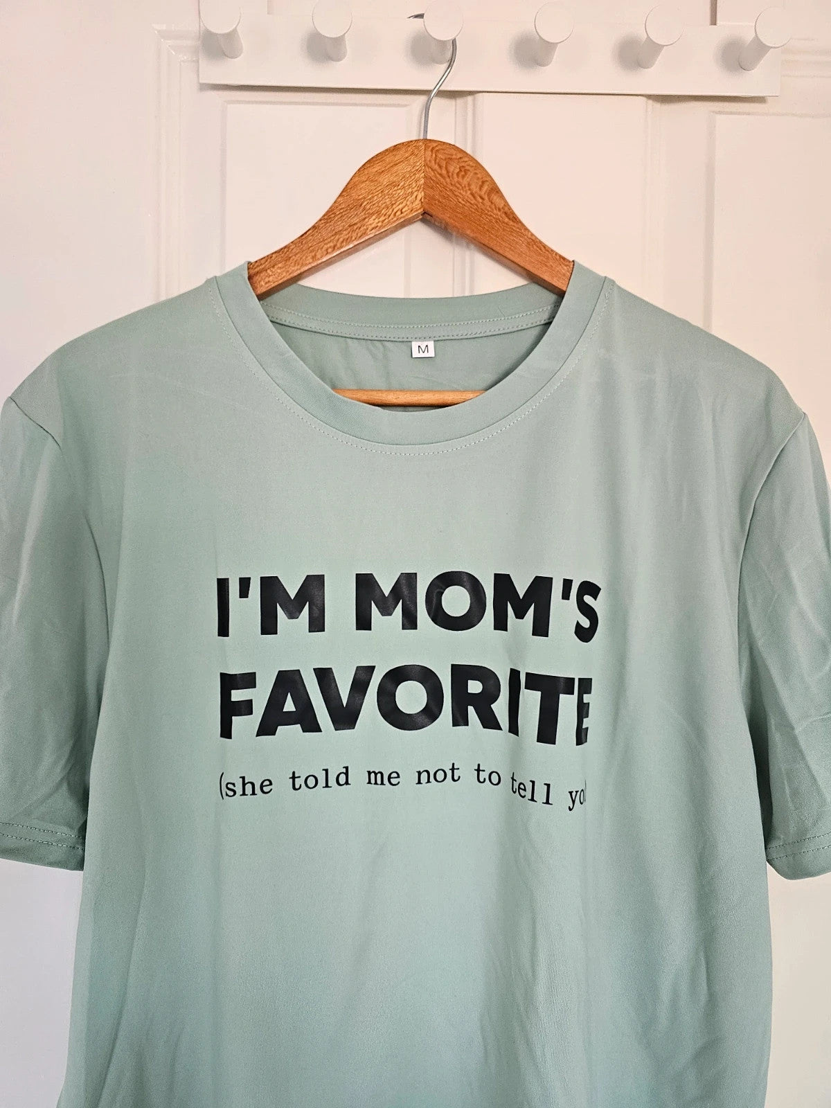 Generic I'm mom's favourite T-shirt unisex short sleeve basic crew neck tee green M/10-12