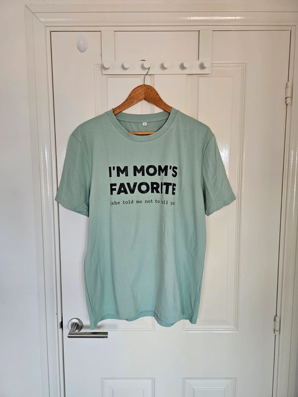 Generic I'm mom's favourite T-shirt unisex short sleeve basic crew neck tee green M/10-12