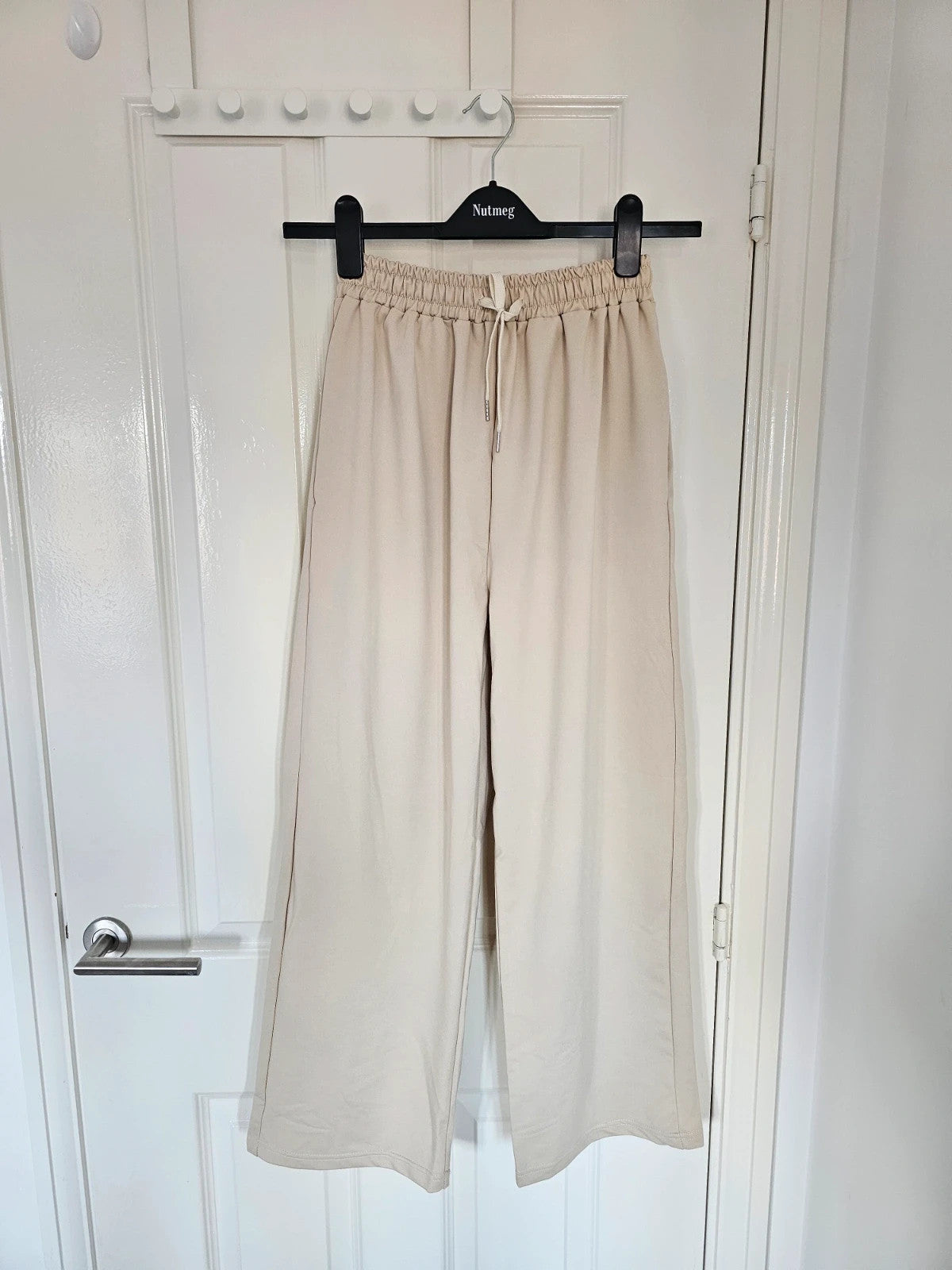 Generic leisure sport tracksuit half zip sweatshirt wide leg pants women jumper joggers beige M/10