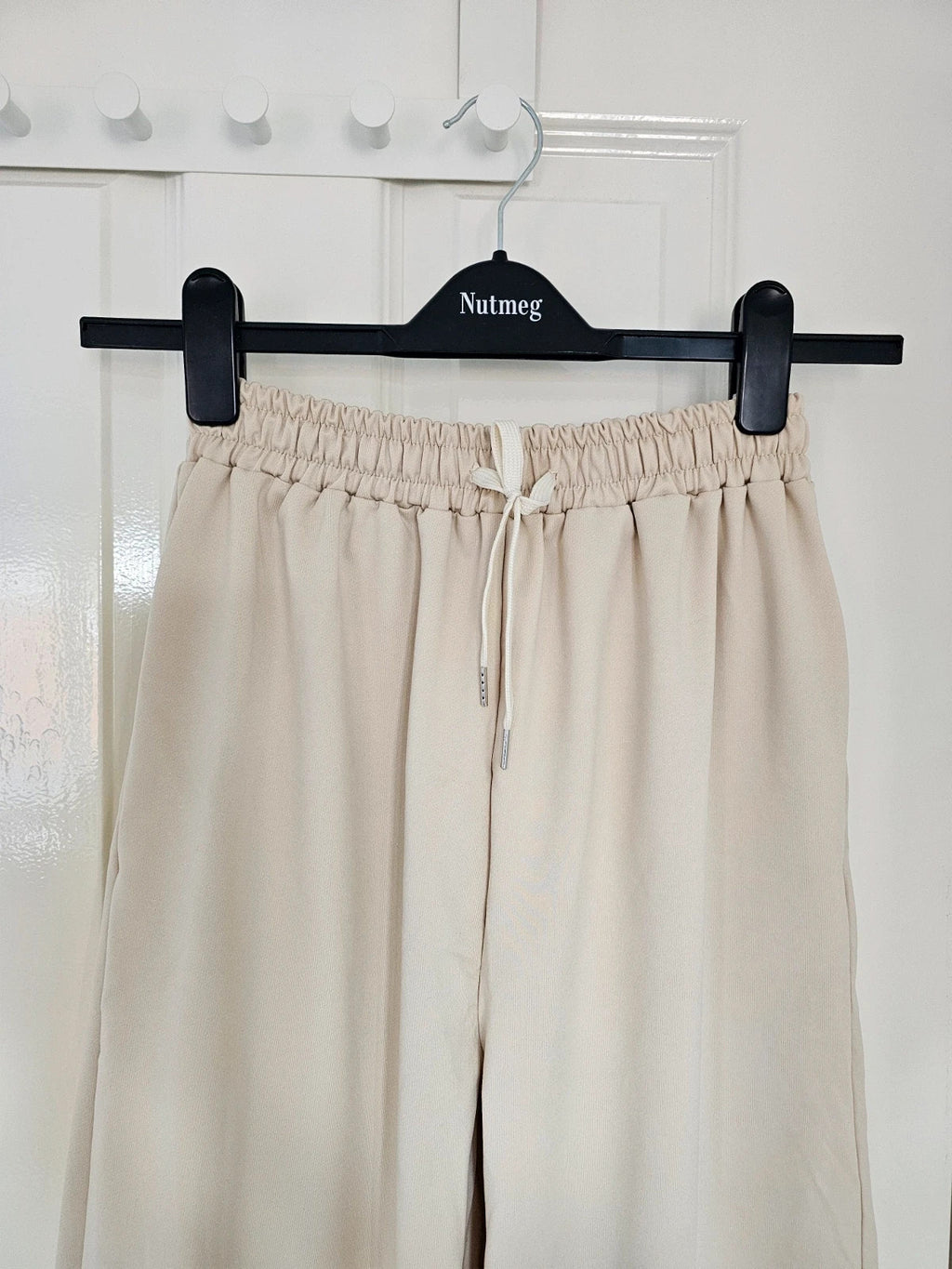 Generic leisure sport tracksuit half zip sweatshirt wide leg pants women jumper joggers beige M/10