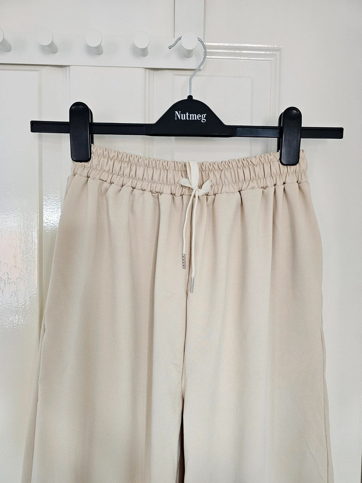 Generic leisure sport tracksuit half zip sweatshirt wide leg pants women jumper joggers beige M/10