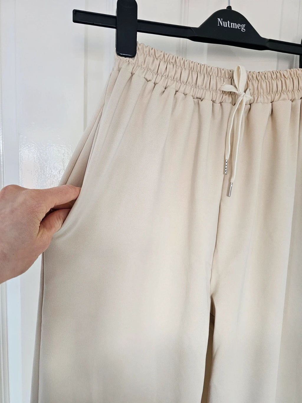 Generic leisure sport tracksuit half zip sweatshirt wide leg pants women jumper joggers beige M/10