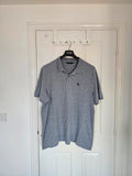 F&F classic polo shirt men short sleeve cotton blend button neck T-shirt casual regular grey 3XL