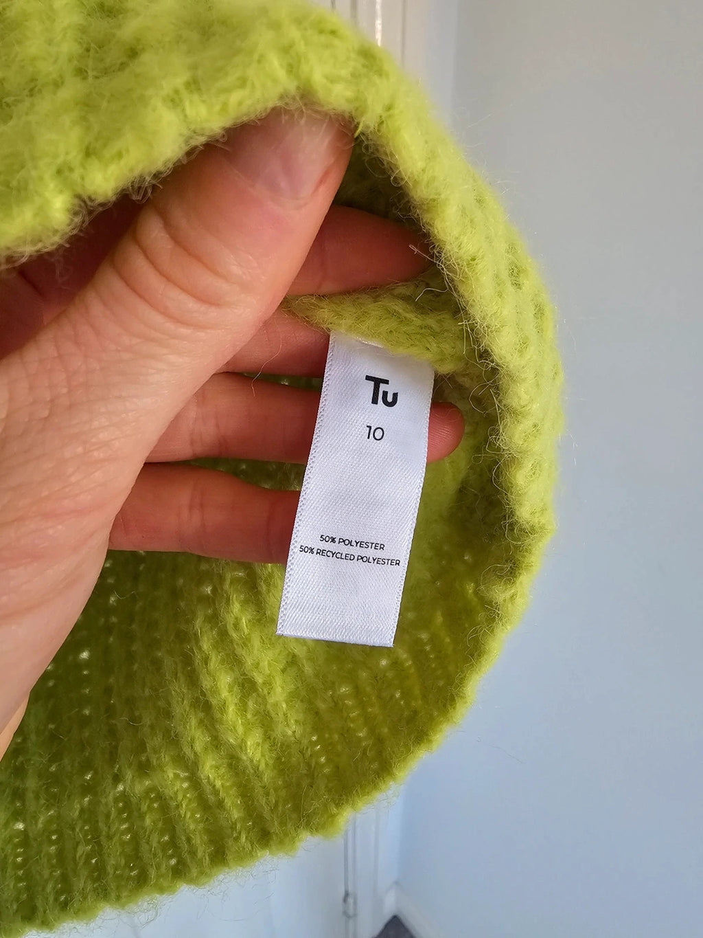 TU chunky knit V-neck sweater jumper women lightweight casual regular pullover green M/10