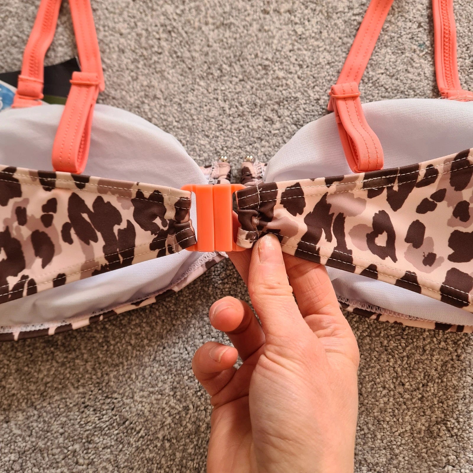 Regatta Aceana III bikini top leopard print women UPF50+ adjust straps claps metal brown/beige M/10
