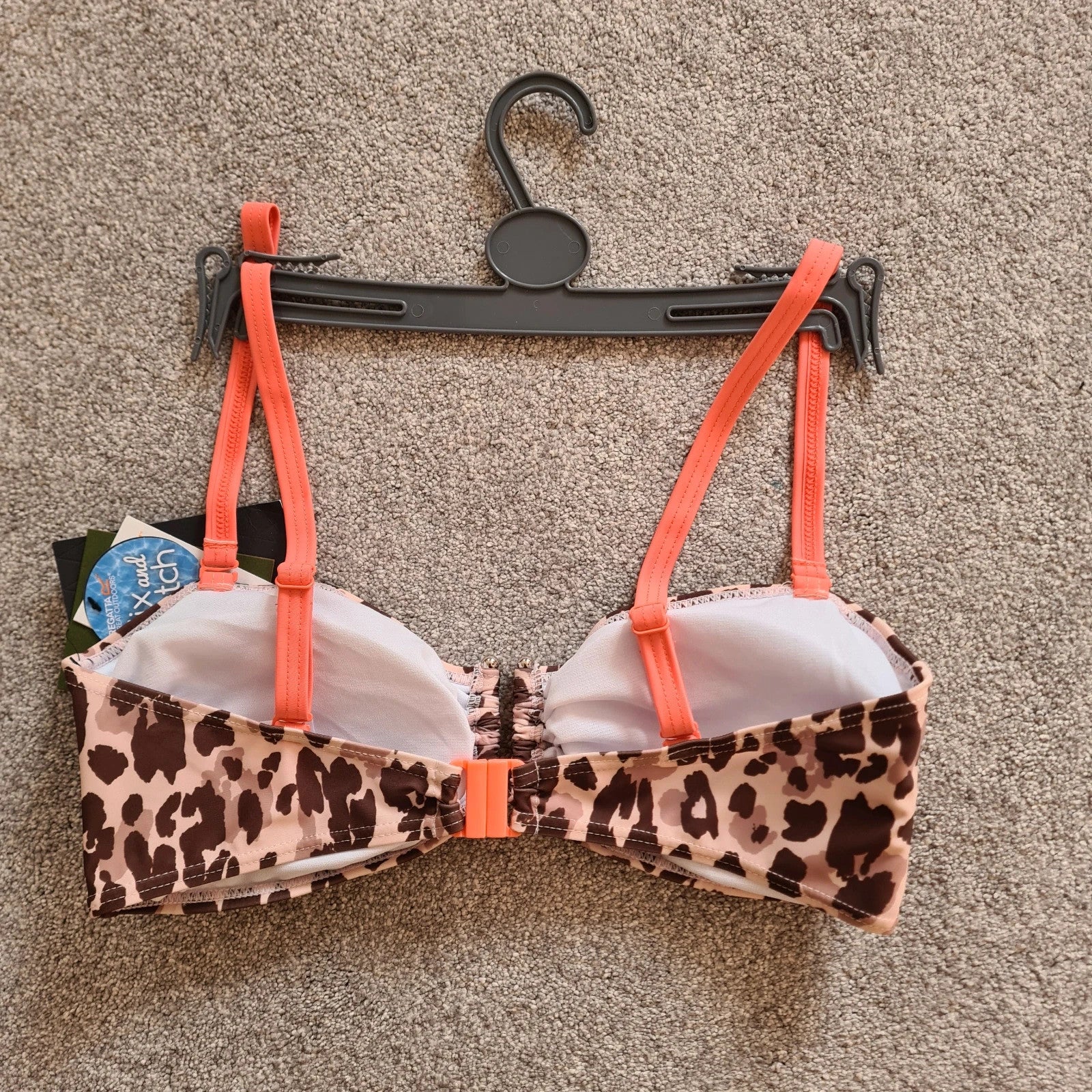 Regatta Aceana III bikini top leopard print women UPF50+ adjust straps claps metal brown/beige M/10