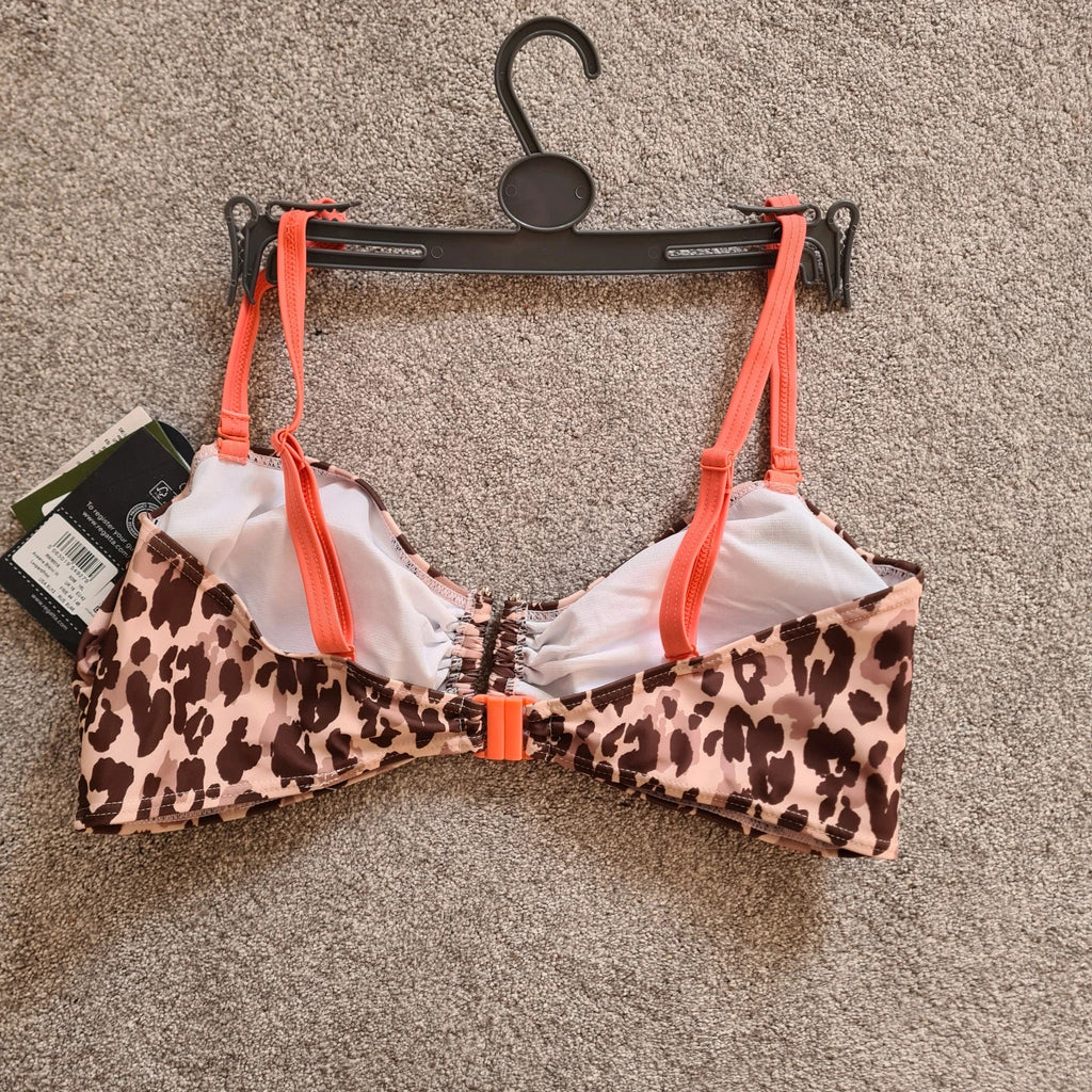 Regatta Aceana III bikini top leopard print women UPF50 metal detail claps back brown/beige 2XL/UK16