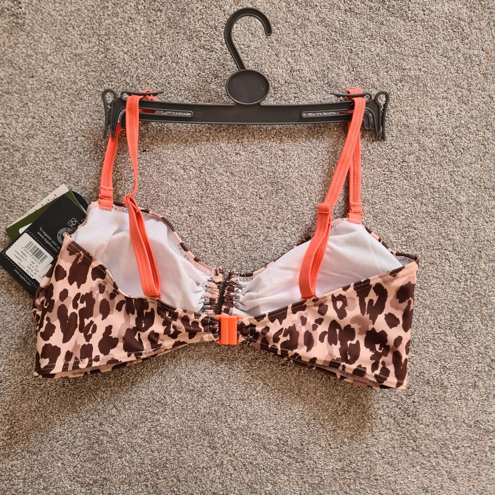 Regatta Aceana III bikini top leopard print women UPF50 metal detail claps back brown/beige 2XL/UK16