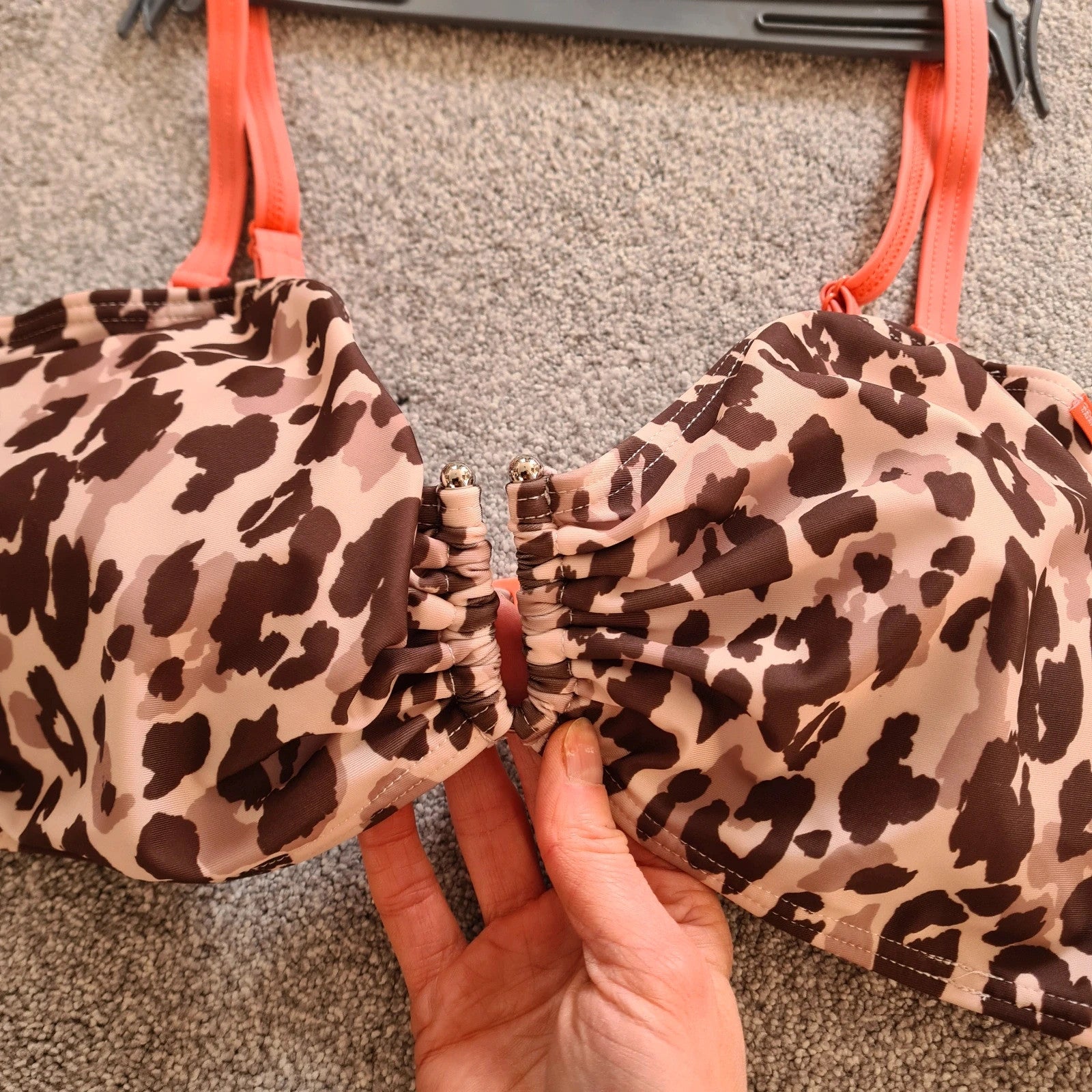 Regatta Aceana III bikini top leopard print women UPF50 metal detail claps back brown/beige 2XL/UK16