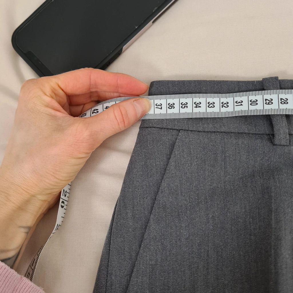Stradivarius wide-leg tailored trousers women straight mid-waist darts front pockets dark grey S/8