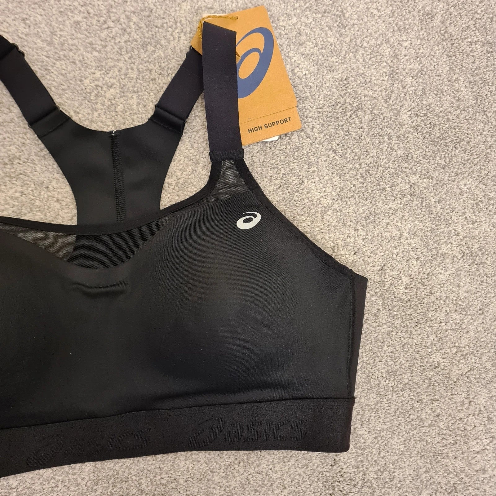 Asics Road combination bra women performance run high support sport padded non wire black 38B/85B