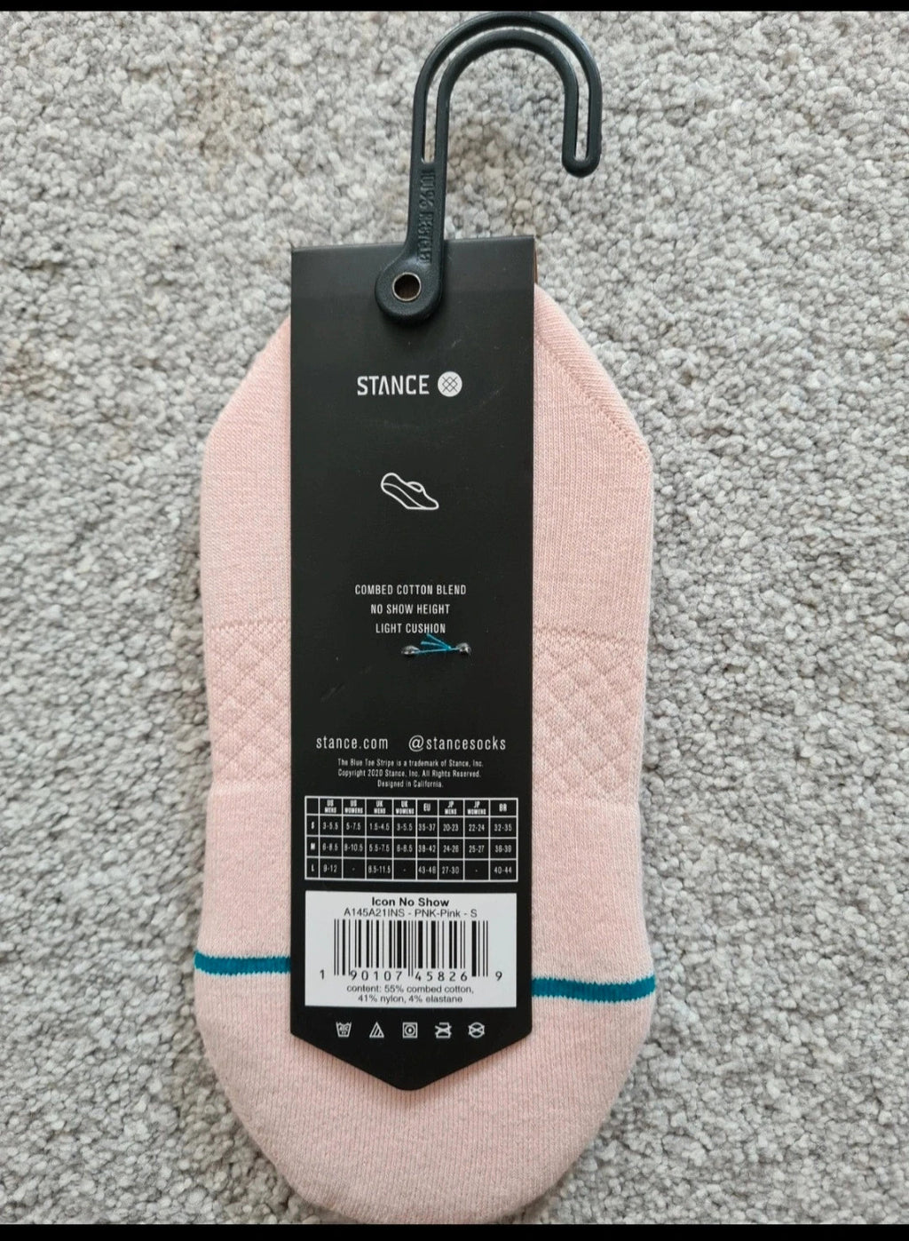 Stance icon no show height cotton blend socks women seamless toe closure pink casual S/UK3-5,5