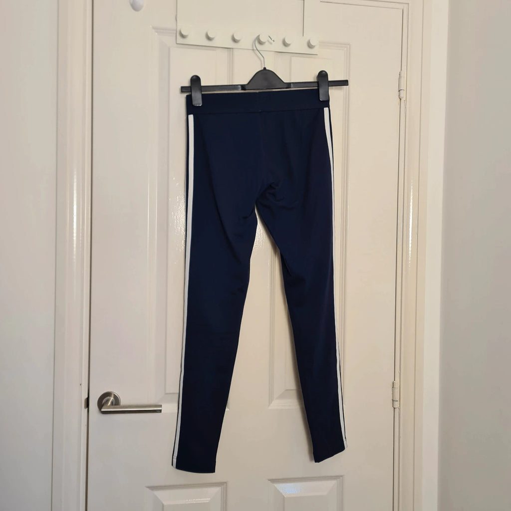 Adidas designed 2 move 3-stripes leggings tight fit cotton mid rise ankle length women navy XS/S