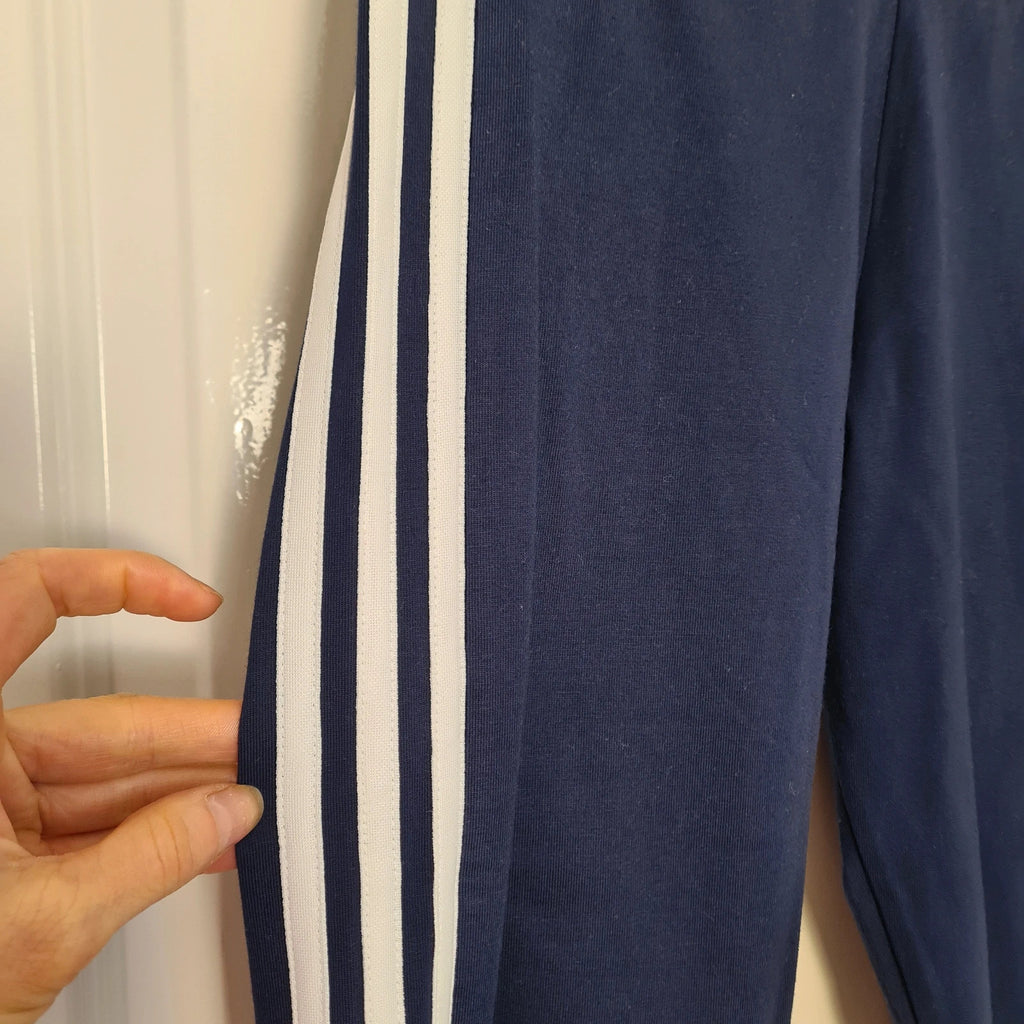 Adidas designed 2 move 3-stripes leggings tight fit cotton mid rise ankle length women navy XS/S