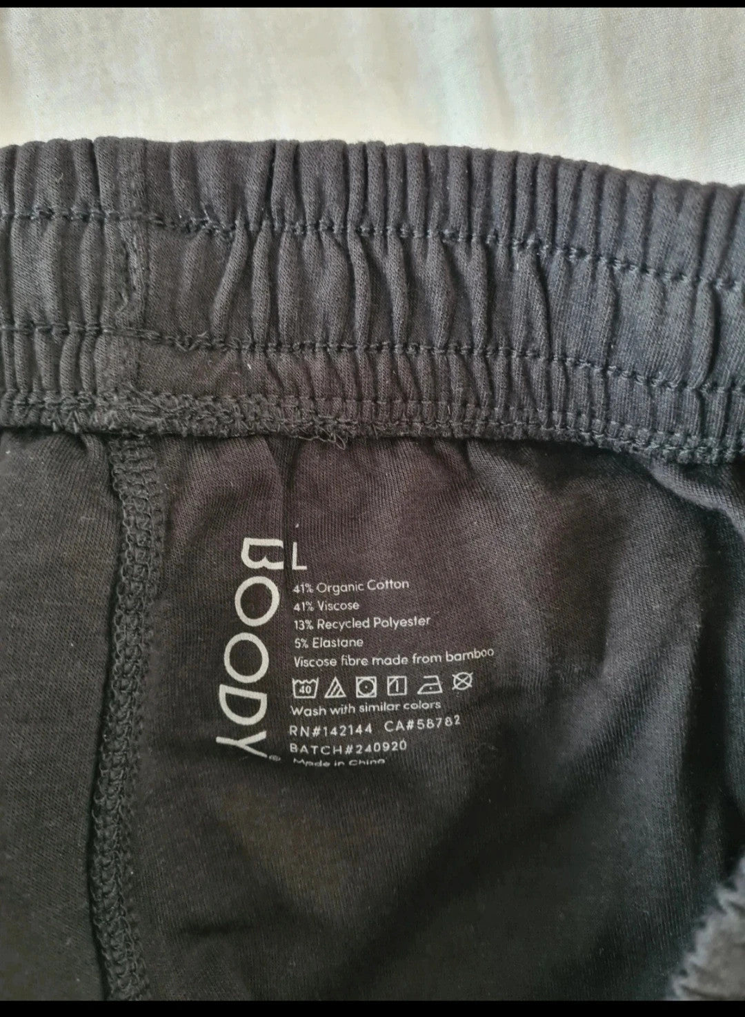 BOODY Straight wide leg sweatpants women cotton bamboo jersey relaxed fit high waist black L/14