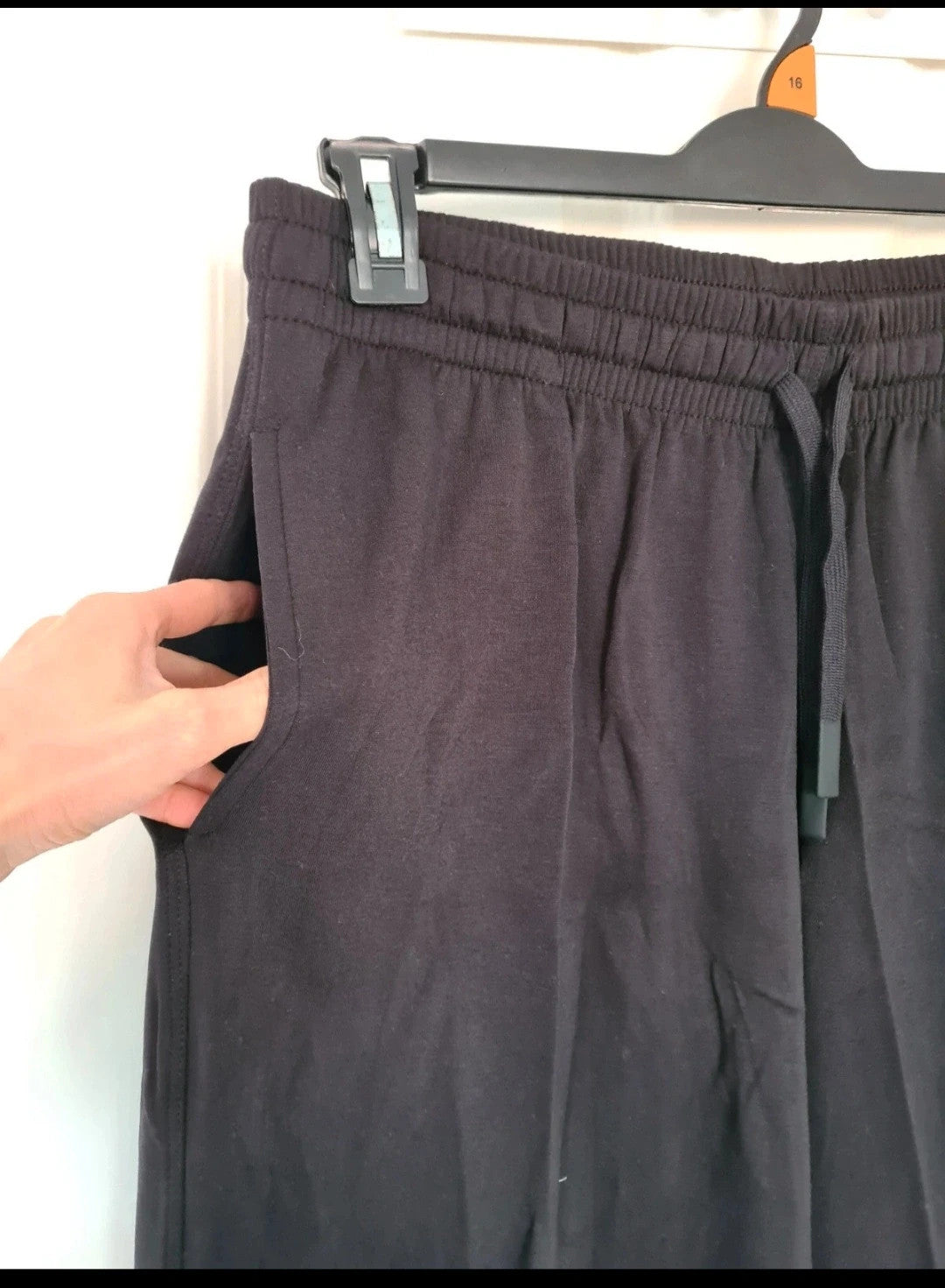 BOODY Straight wide leg sweatpants women cotton bamboo jersey relaxed fit high waist black L/14