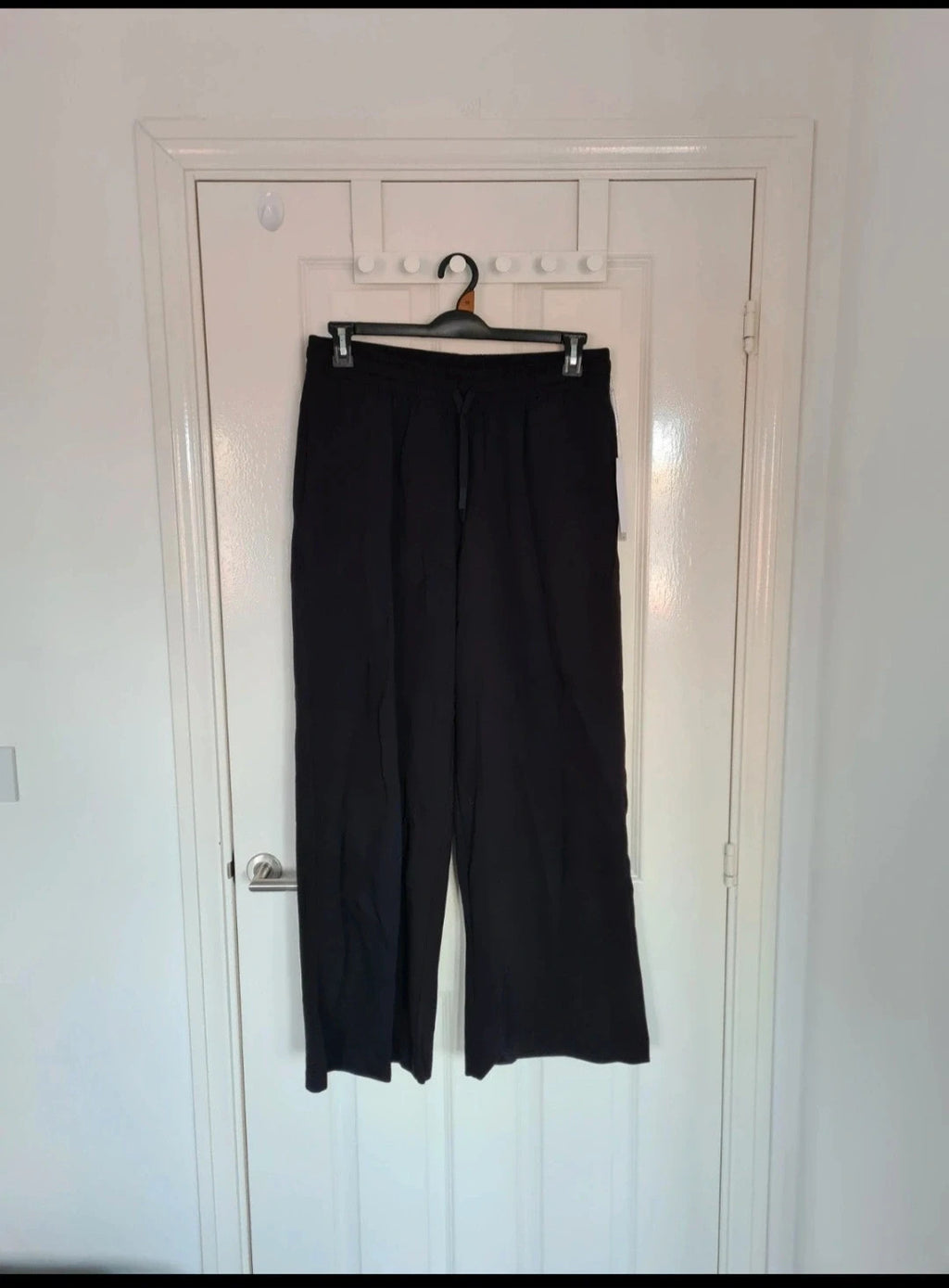 BOODY Straight wide leg sweatpants women cotton bamboo jersey relaxed fit high waist black L/14
