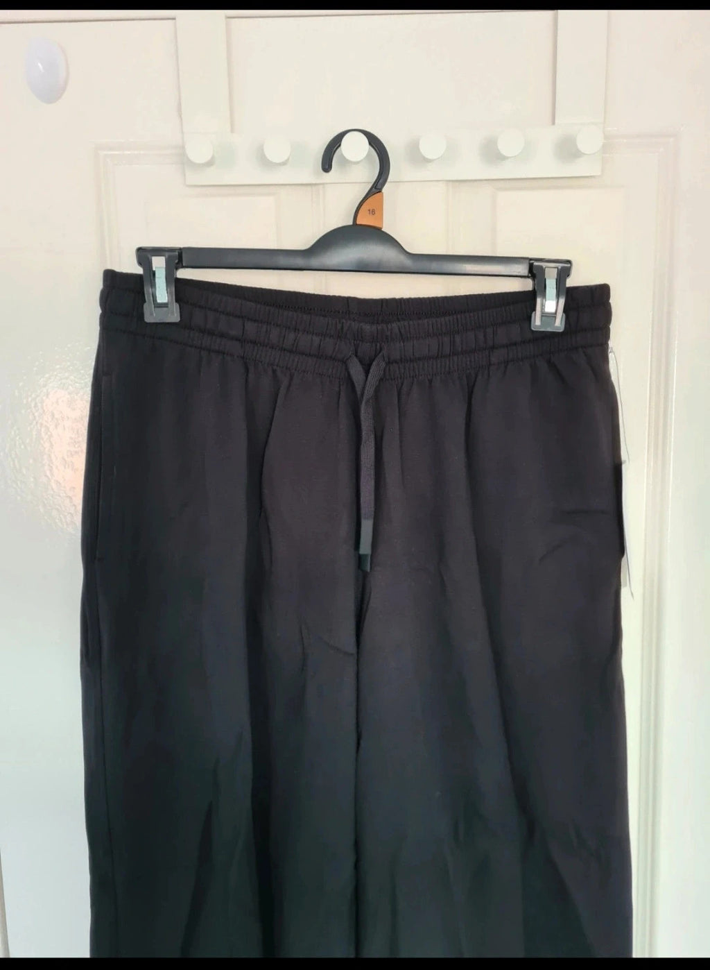 BOODY Straight wide leg sweatpants women cotton bamboo jersey relaxed fit high waist black L/14
