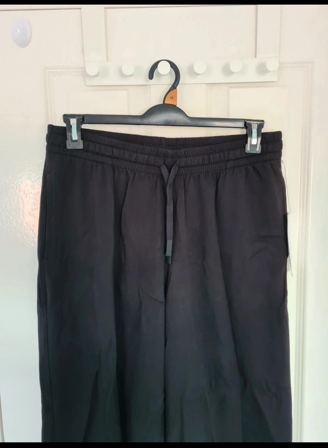 BOODY Straight wide leg sweatpants women cotton bamboo jersey relaxed fit high waist black L/14