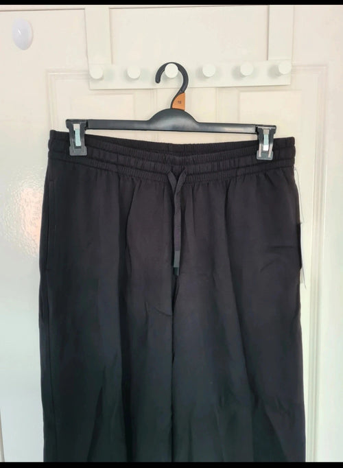 BOODY Straight wide leg sweatpants women cotton bamboo jersey relaxed fit high waist black L/14