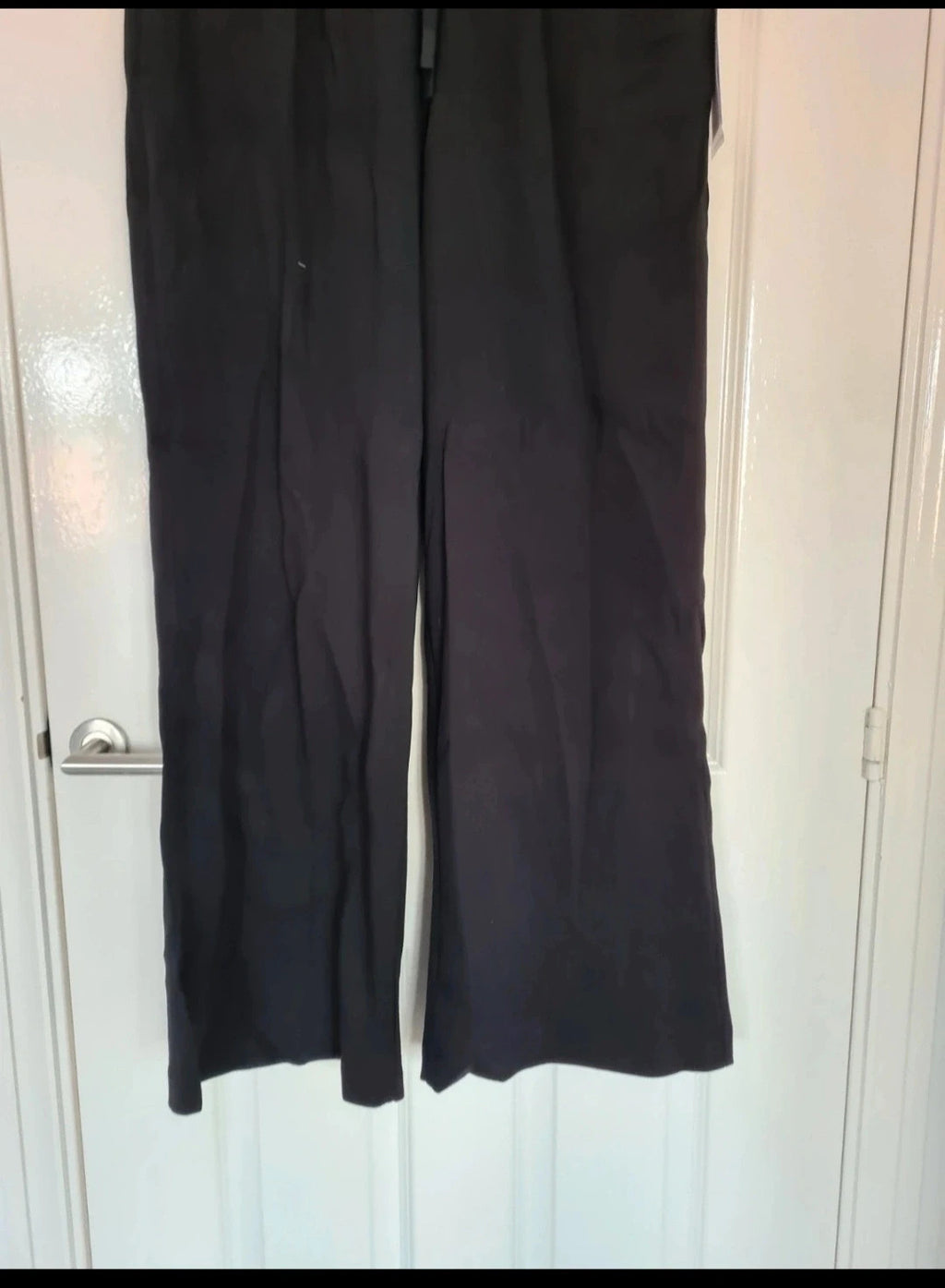 BOODY Straight wide leg sweatpants women cotton bamboo jersey relaxed fit high waist black L/14