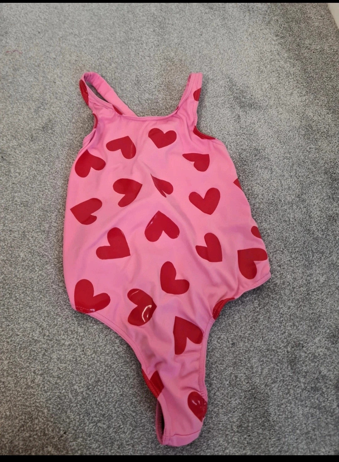 Pole boxx women pink hearts sticky bodysuit high-cut racer back stretchy dance performance XL/14