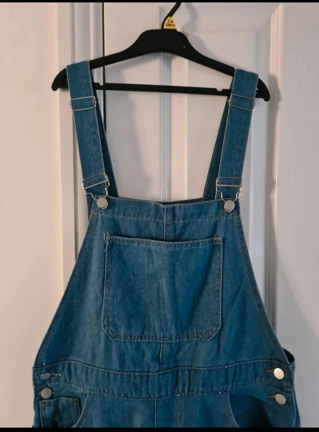 Generic denim overalls dungarees jumpsuit women cotton rich straight leg mid blue casual M/10-12